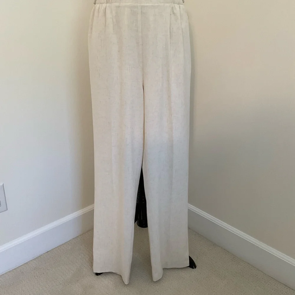 Draper’s & Damon’s Cream Linen Blend Women’s Elastic-Waist Pants